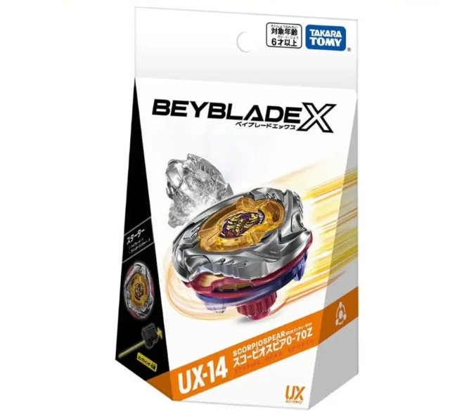 Takara Tomy ของแท้!! Beyblade X UX-14 ScorpioSpear 0-70Z Starter [มีที่ชูท]