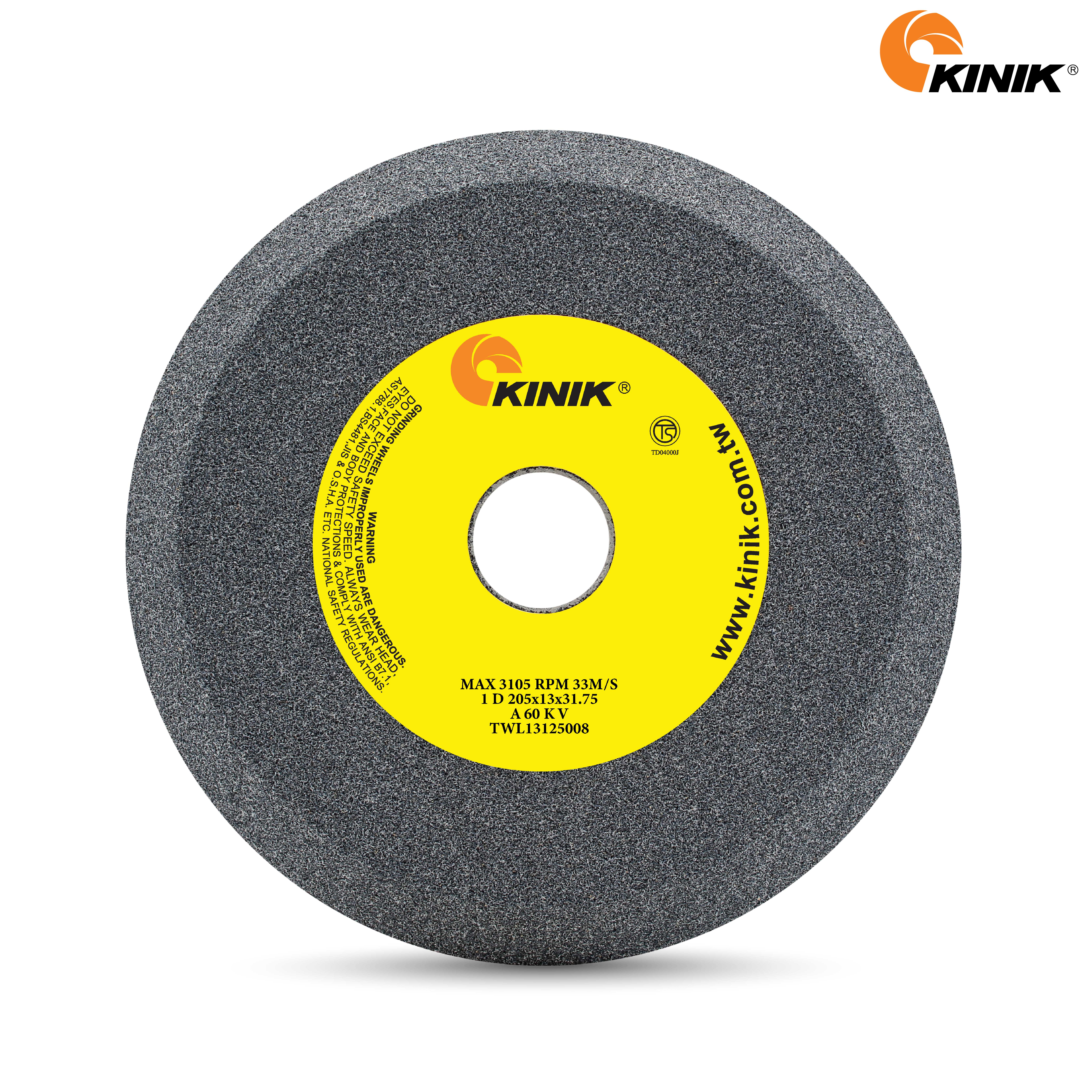 หินเจียรใบเลื่อย KINIK A60KV1D 205x13x31.75 mm.