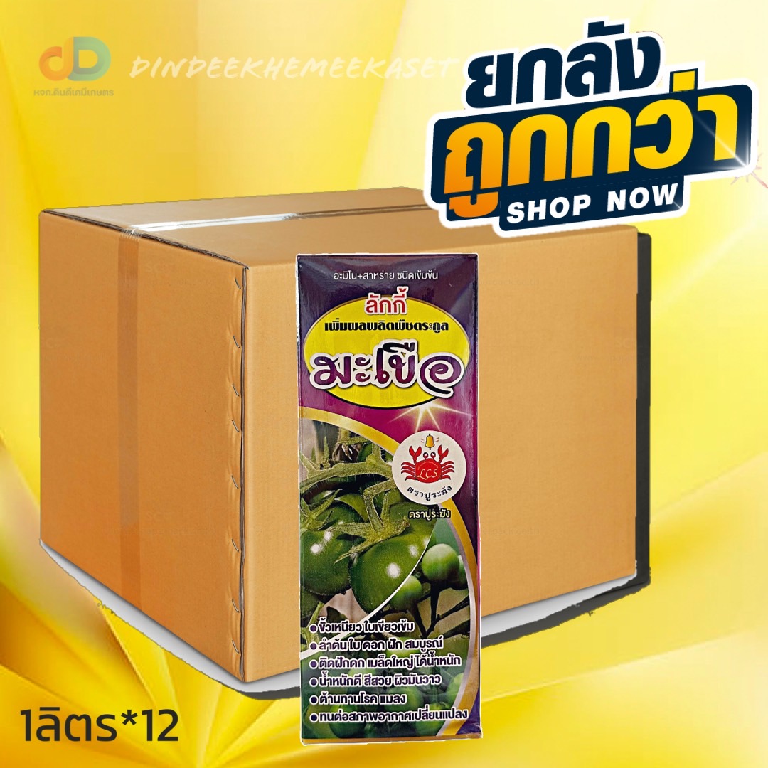 (กดสั่งซื้อครั้งละ 1ลัง! ยกลัง*12) ลักกี้ มะเขือ ขนาด 1 ลิตร ขั้วเหนียว ลำต้นใบ น้ำหนักดี ตรา ปูระฆัง