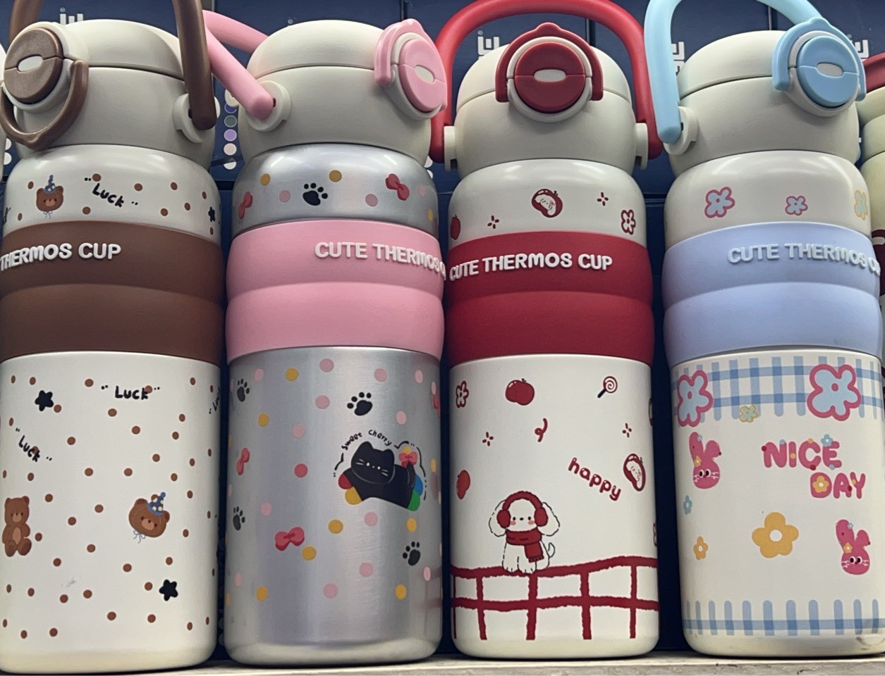 กระติกน้ำCute Thermos Cup 800ml (หูหิ้ว)
