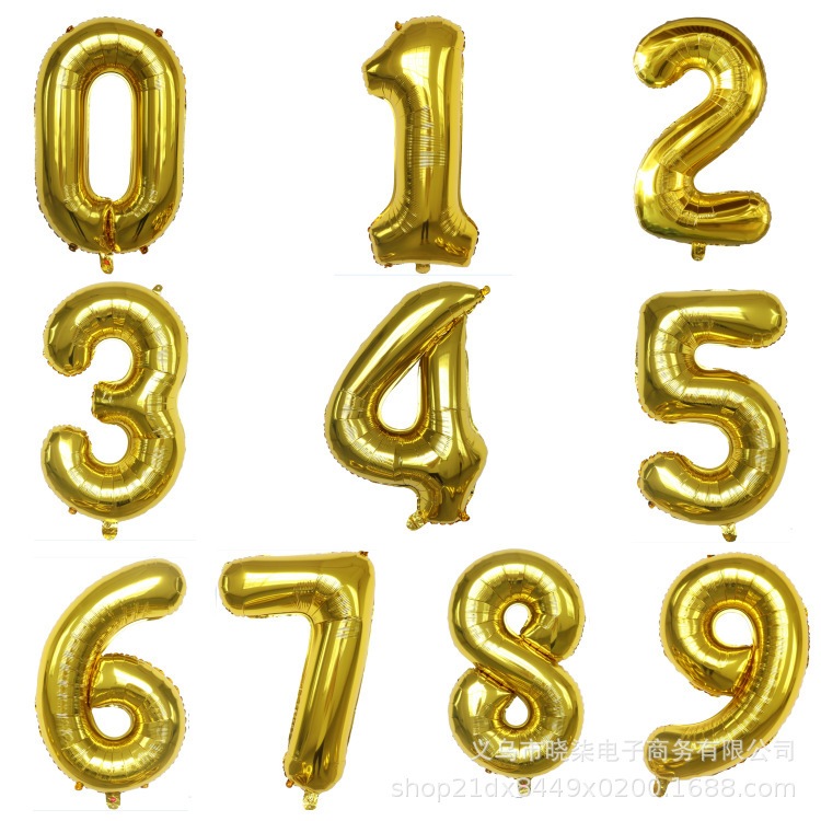 ลูกโป่งตัวเลข 0-9 สีทอง 40 นิ้ว ลูกโป่งฟอยล์ตัวเลข ลูกโป่งวันเกิด เทศกาลต่างๆ