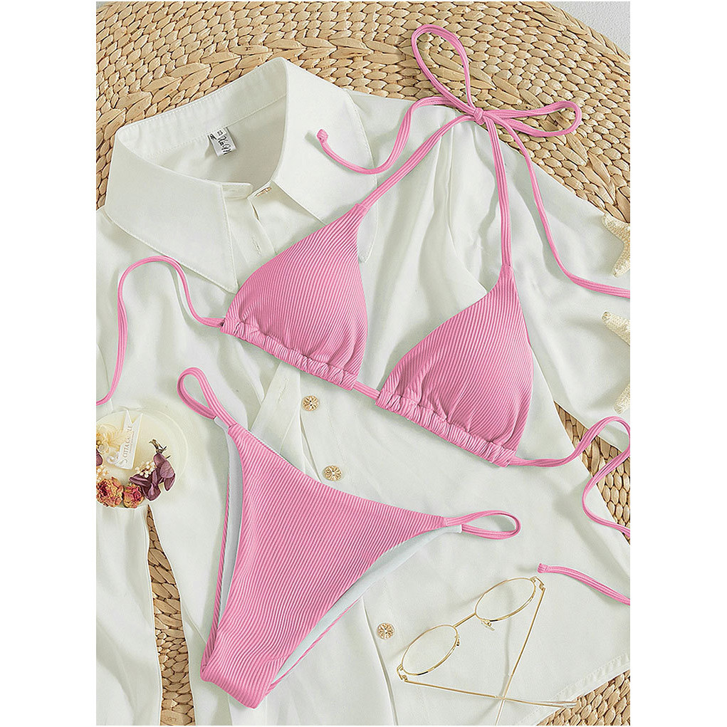 ชุดว่ายน้ำ เซท 2 ชิ้น สไตล์เกาหลี สีพาสเทล