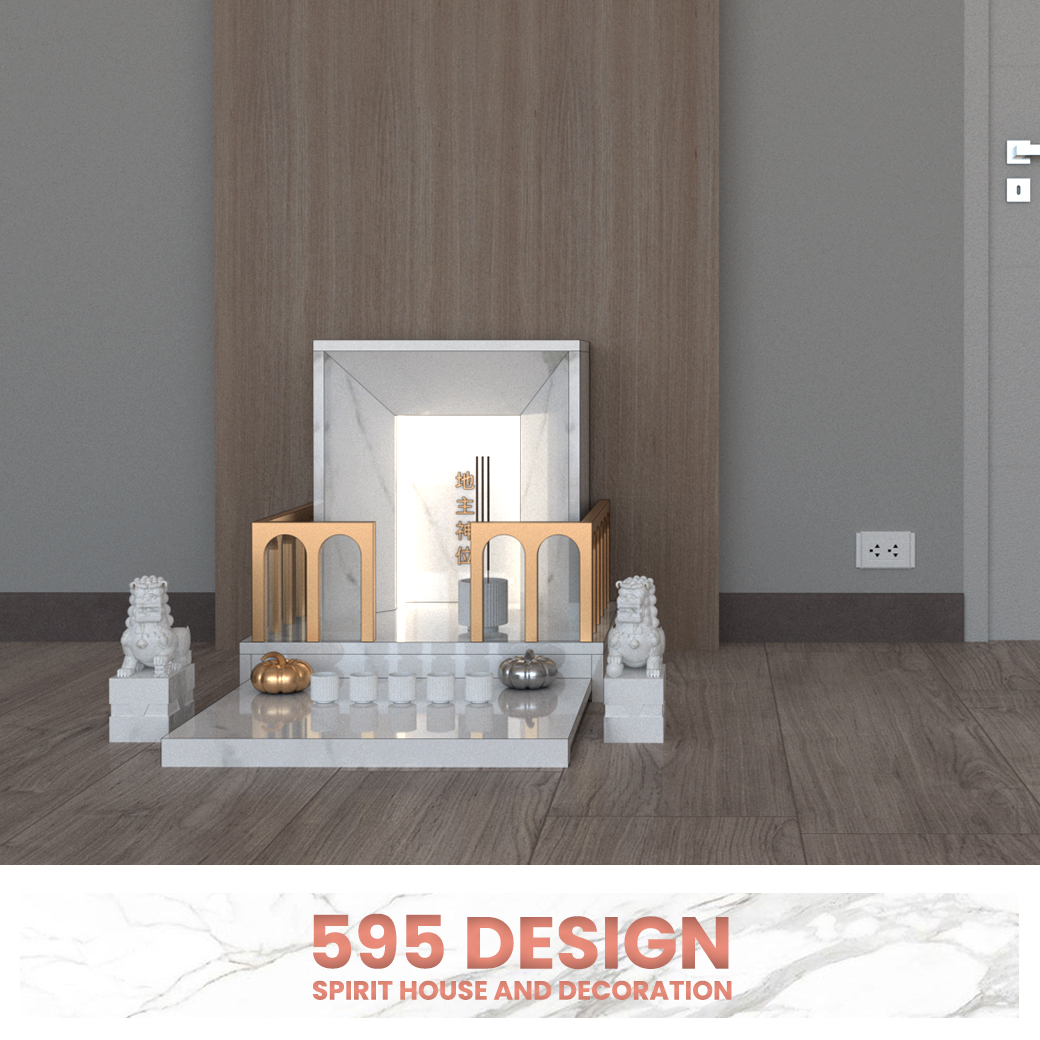 ตี่จู้เอี๊ยะ : modern arch พาเธนอน ขนาด32นิ้ว สีหินอ่อนขาว เอเธนส์ เสาทองคำ