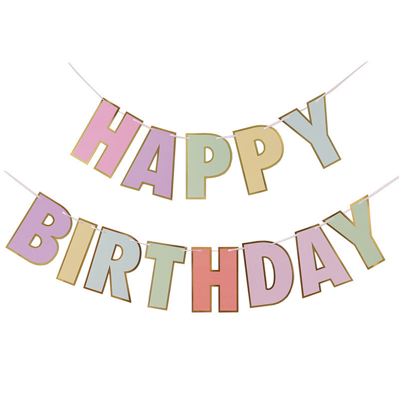 ป้ายวันเกิด พาสเทลขอบทอง ขนาดใหญ่ 80 g. พร้อมส่ง