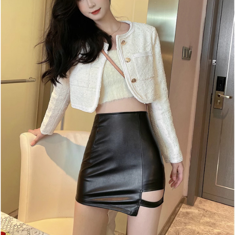 กระโปรงหนัง แต่งดีเทลขาเซ็กซี่ JB7100 พร้อมส่งในไทย