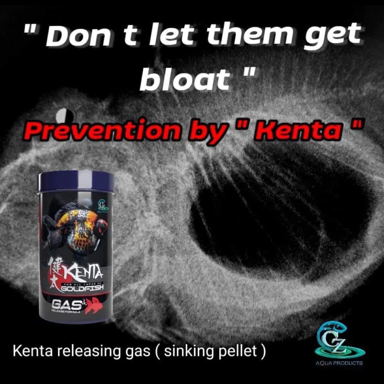 KENTA GAS RELEASE 150g ฉลากแดง(อาหารปลาทอง สูตรป้องกันปลาท้องอืด)