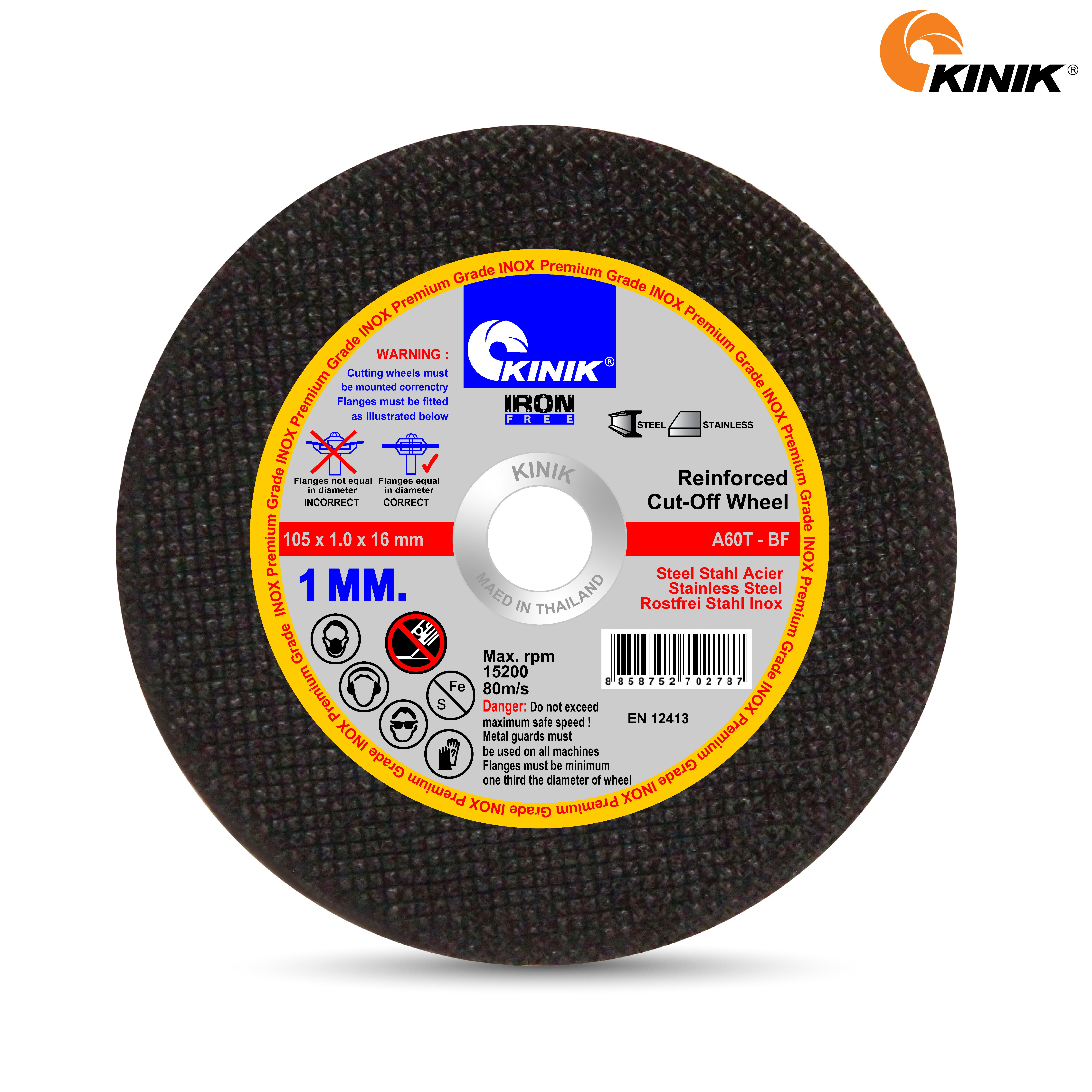 แผ่นตัดบาง KINIK A60TBF2 105x1x16 mm.