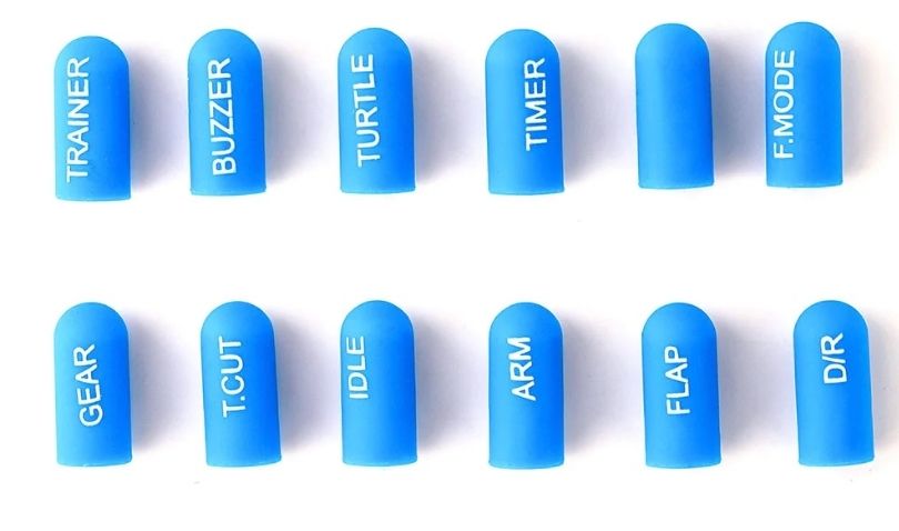 12pcs ซิลิโคนหุ้ม สวิตช์ วิทยุ พร้อมสกรีน RC Labeled Silicon Switch Cover Set (Short/ Long) มี 5สี แบบยาว และ สั้น
