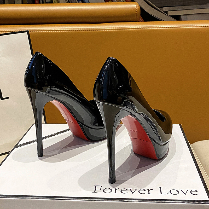 รองเท้า ส้นสูงดำ ส้นเข็ม สูง 4.7 นิ้ว+ เสริมฐาน รหัส SH993