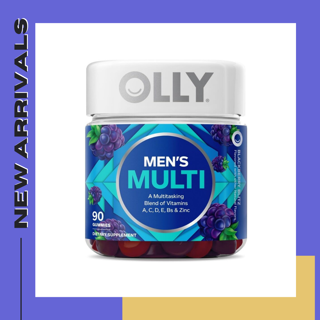 OLLY Men's Multivitamin Gummy, Vitamins A, C, D, E, B, Zinc, Blackberry Flavor, 90 Ct