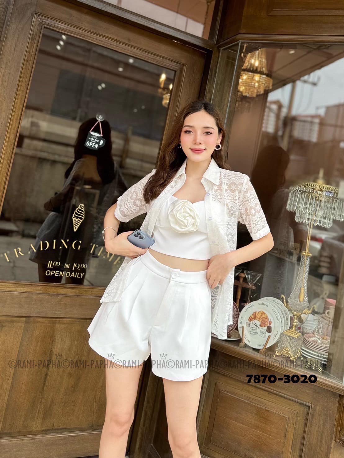 🧧 S 🧧 RAMI-PAPHA เสื้อคลุม+ครอป+ขาสั้น