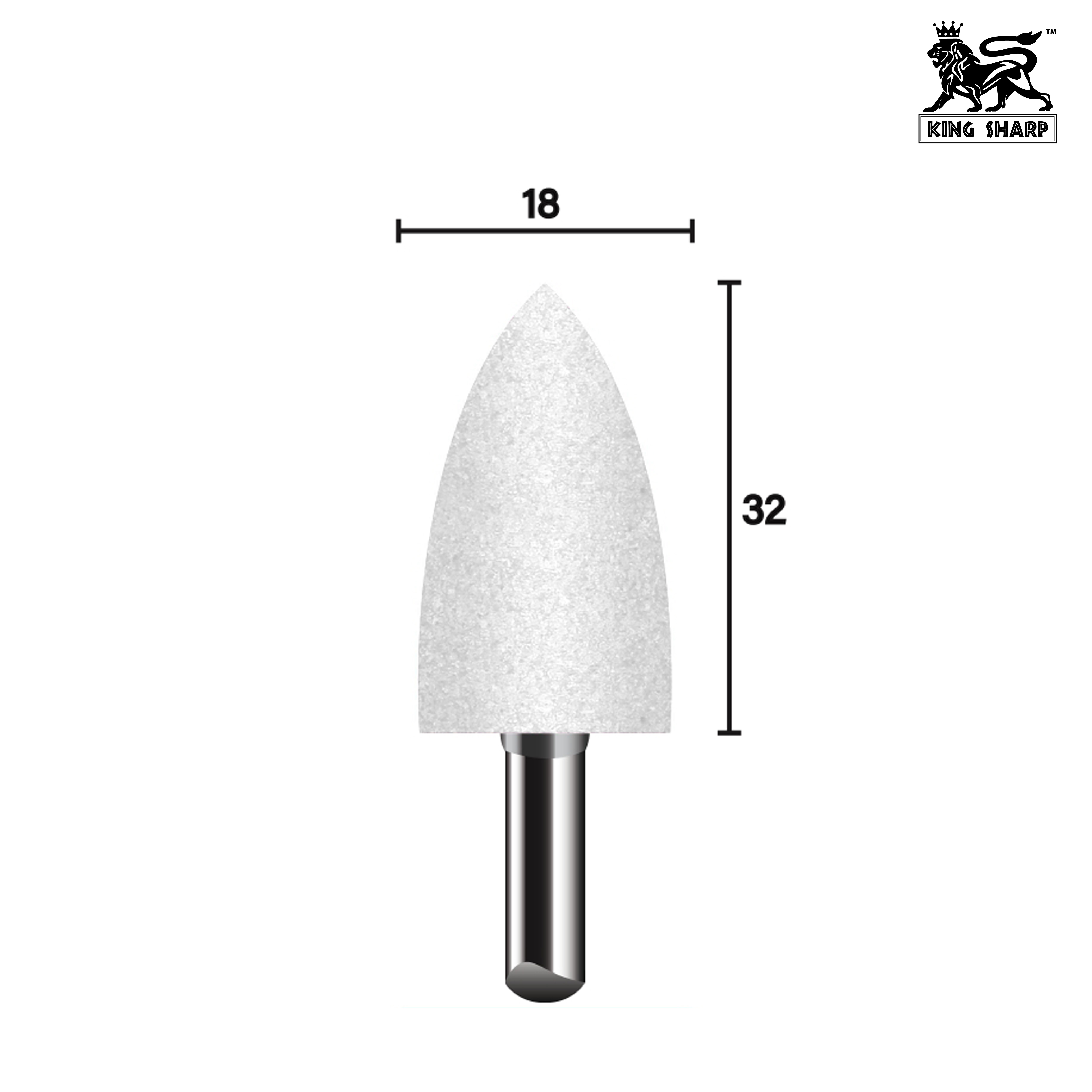 หินเจียรมีแกน KINGSHARP A12 WA100PV40 18x32x6 mm.