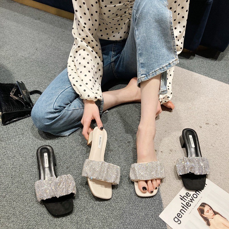 รองเท้าแตะ รองเท้าเพชร เสริมส้น 1 นิ้ว SH895