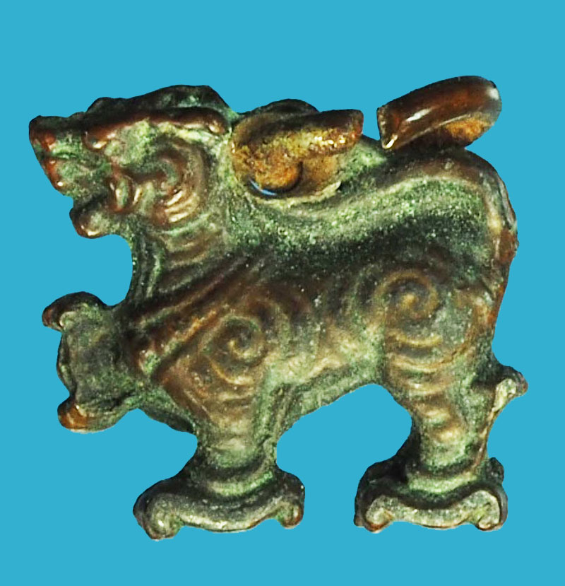 A1285 สิงห์ยกขา เนื้อตะกั่ว ชุบทองแดง ไม่ทราบที่และปีสร้าง 12