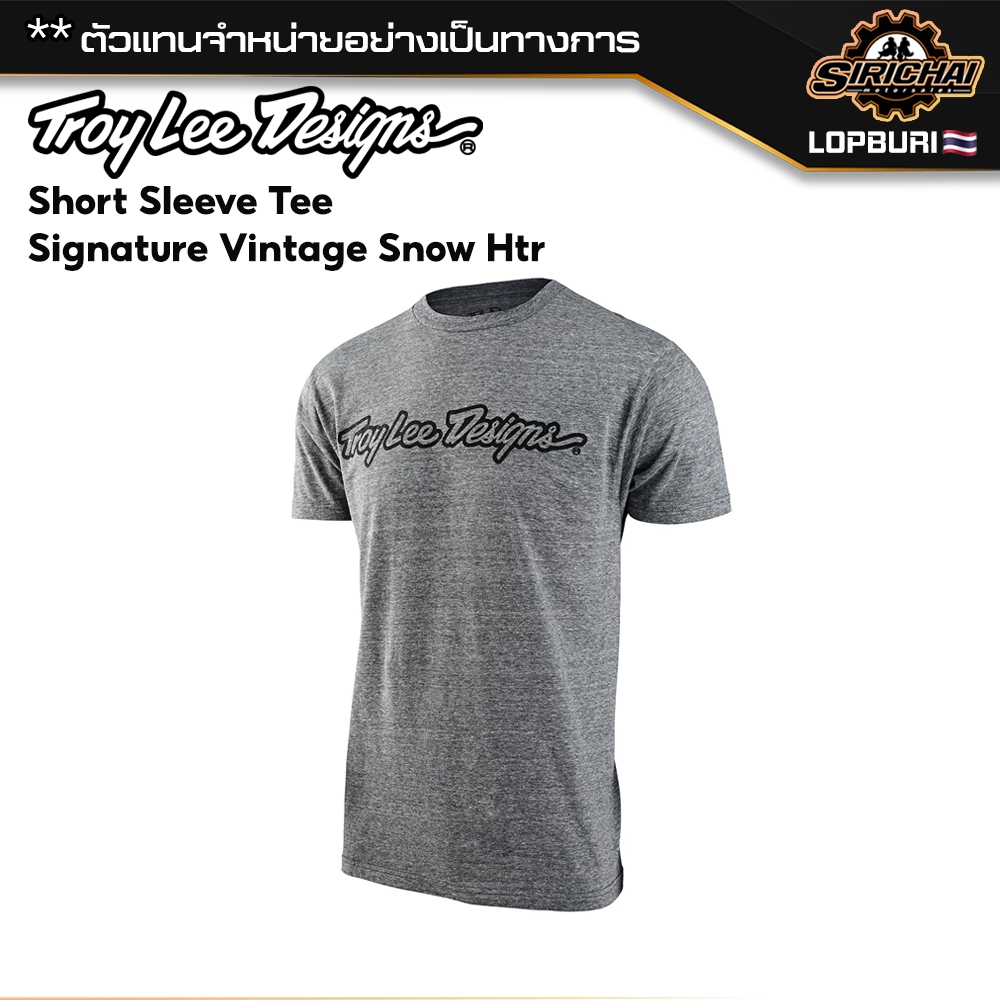 เสื้อยืด Troy Lee Designs Short Sleeve Tee Signature Vintage Snow Htr ของแท้ 100%✅