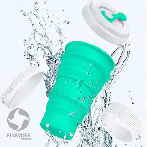 แก้วน้ำซิลิโคนพับเก็บ ยึดได้ FGP003