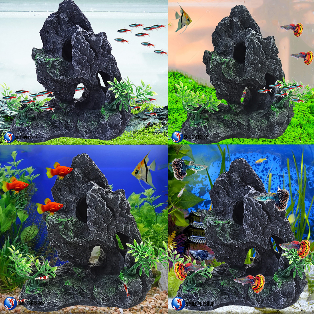 ภูเขาหินเรซินตกแต่งตู้ปลา(ภูเขาหิน วัสดุเรซิน สำหรับตกแต่งตู้ปลา ลวดลาย และสีสันสวยงาม เป็นธรรมชาติ ปลอดภัยต่อปลา)