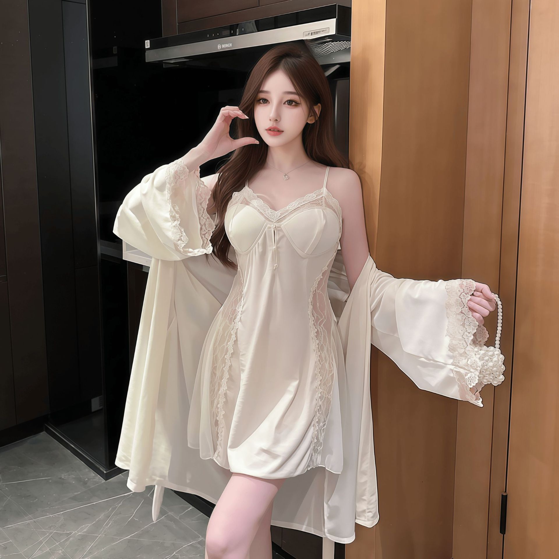 ชุดนอน เซ็กซี่ ผ้าไหมซาติน สไตล์ฝรั่งเศษ พร้อมส่งในไทย