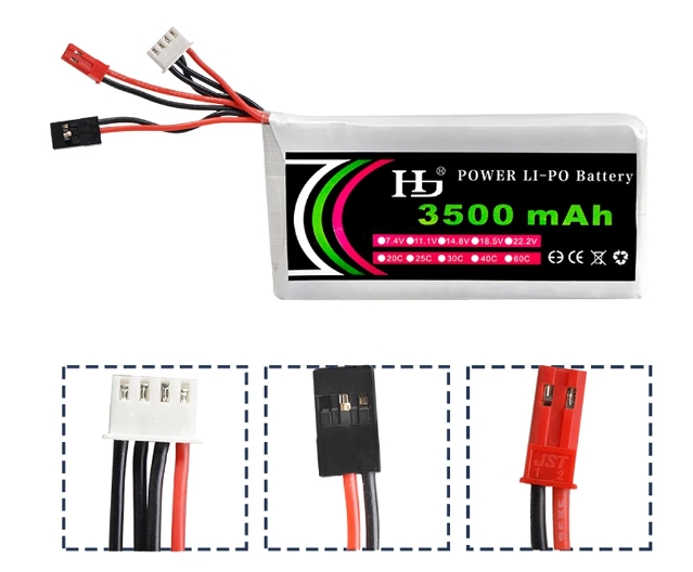 HJ Power 3S 11.1V 3500mah 8C Lipo Battery RC Transmitter JST Futaba Plug แบตสำหรับใส่รีโมท