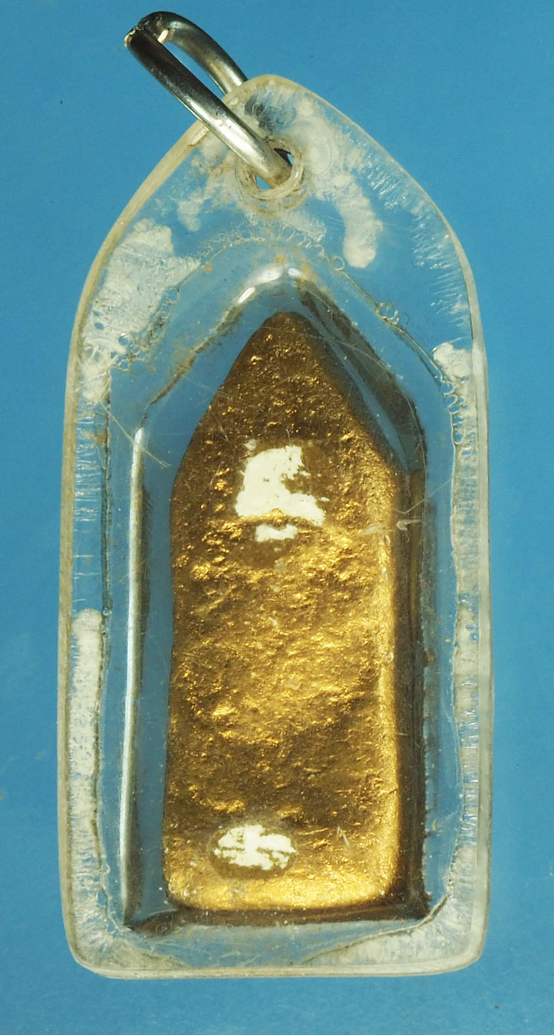 A498 พระพุทธเนื้อดินลงบรอนซ์ เลี่ยมพลาสติก 3