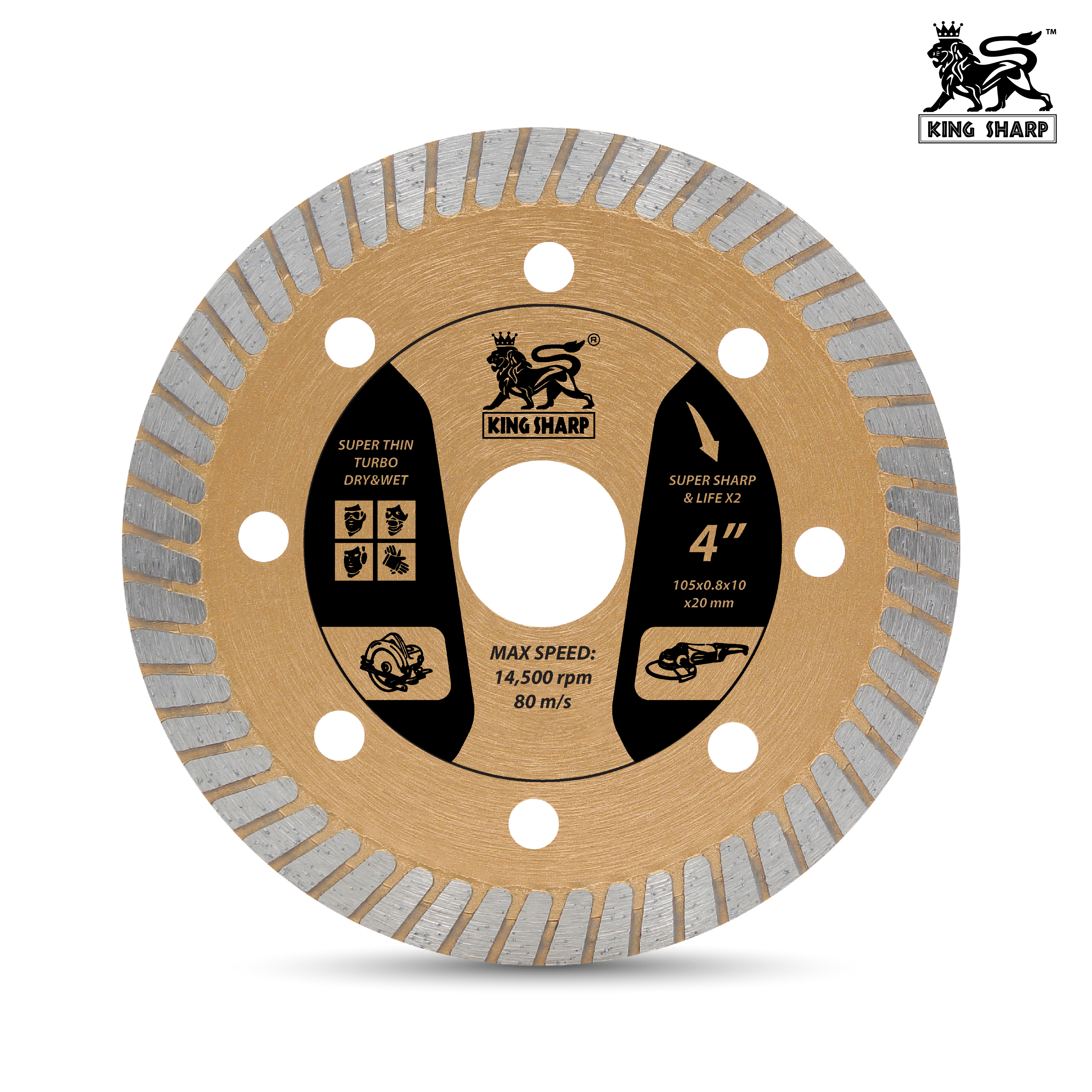 ใบเพชรตัดหิน KINGSHARP (THIN TURBO) 105x0.8x10x20 mm.