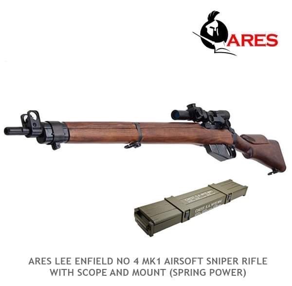 LEE ENFIELD NO 4 MK1 AIRSOFT SNIPER RIFLE WITH SCOPE AND MOUNT (SPRING POWER) - ARES (ออเดอร์ล่วงหน้า)