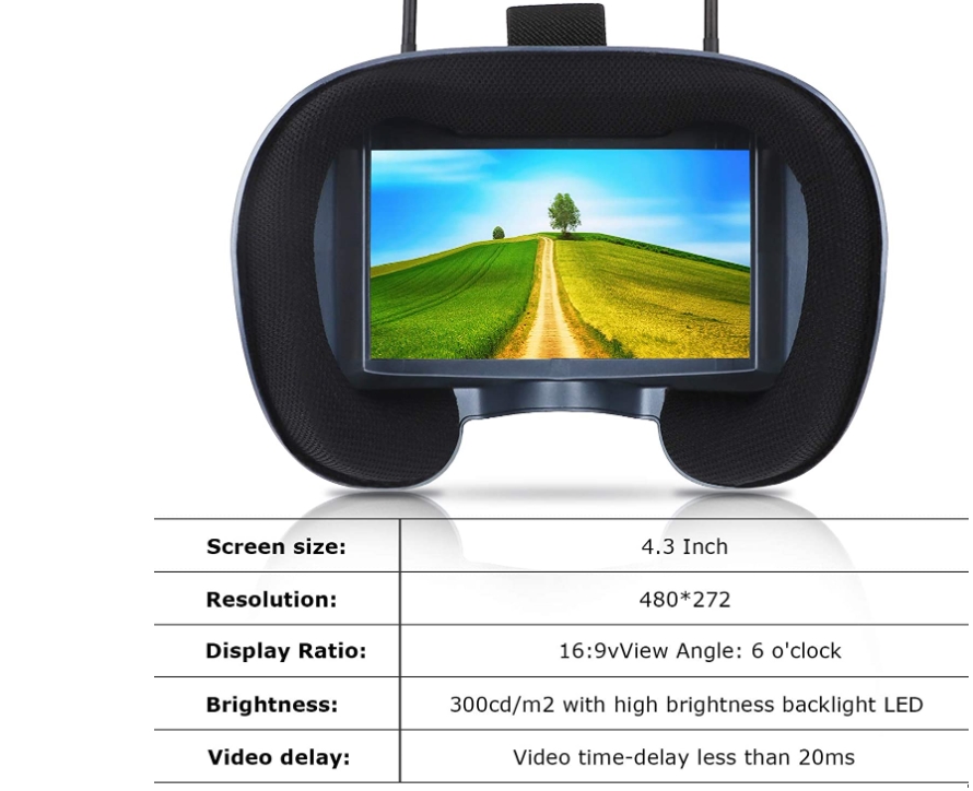 FPV Goggles with DVR บันทึกได้ VR008 Pro Free Antenna Upgrade รับภาพ 2เสา พร้อมเสาแต่ง