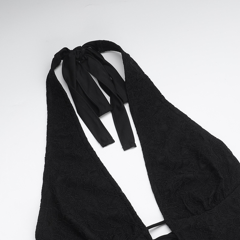 ชุดจั๊มขายาว แหวกหน้าอก ทรงขาม้า ลูกไม้ทั้งชุด พร้อมส่งในไทย