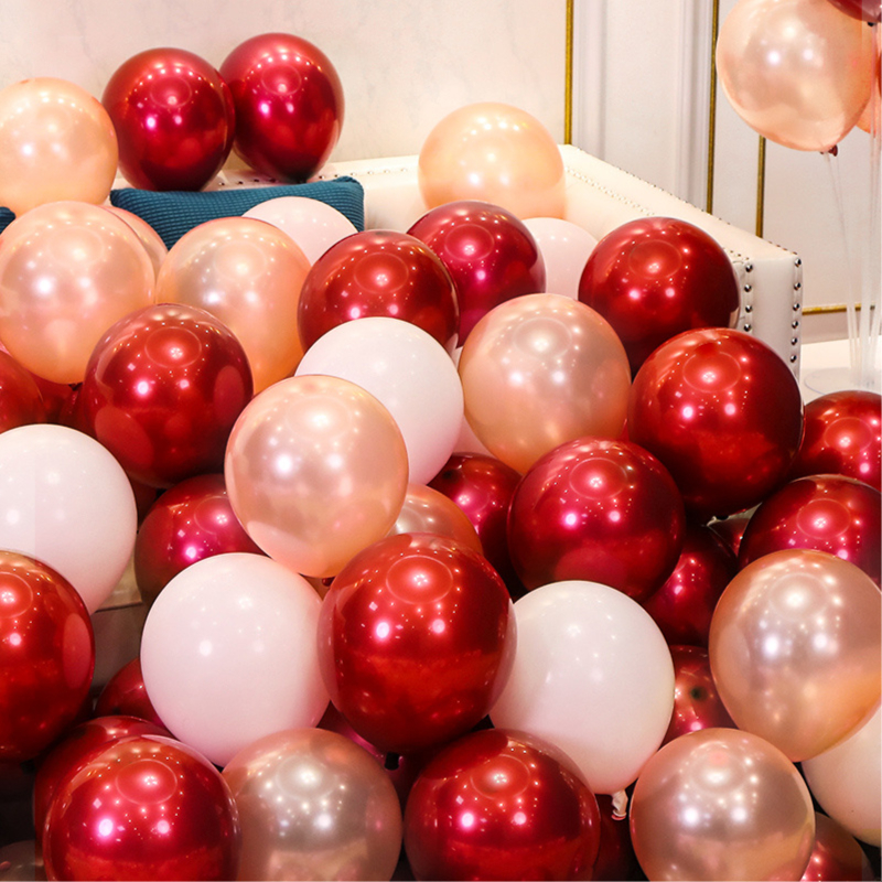 เซท ลูกโป่ง สีผงมาค่า+ทับทิมแดง+แชมเปญโกลด์ 50ชิ้น PT223