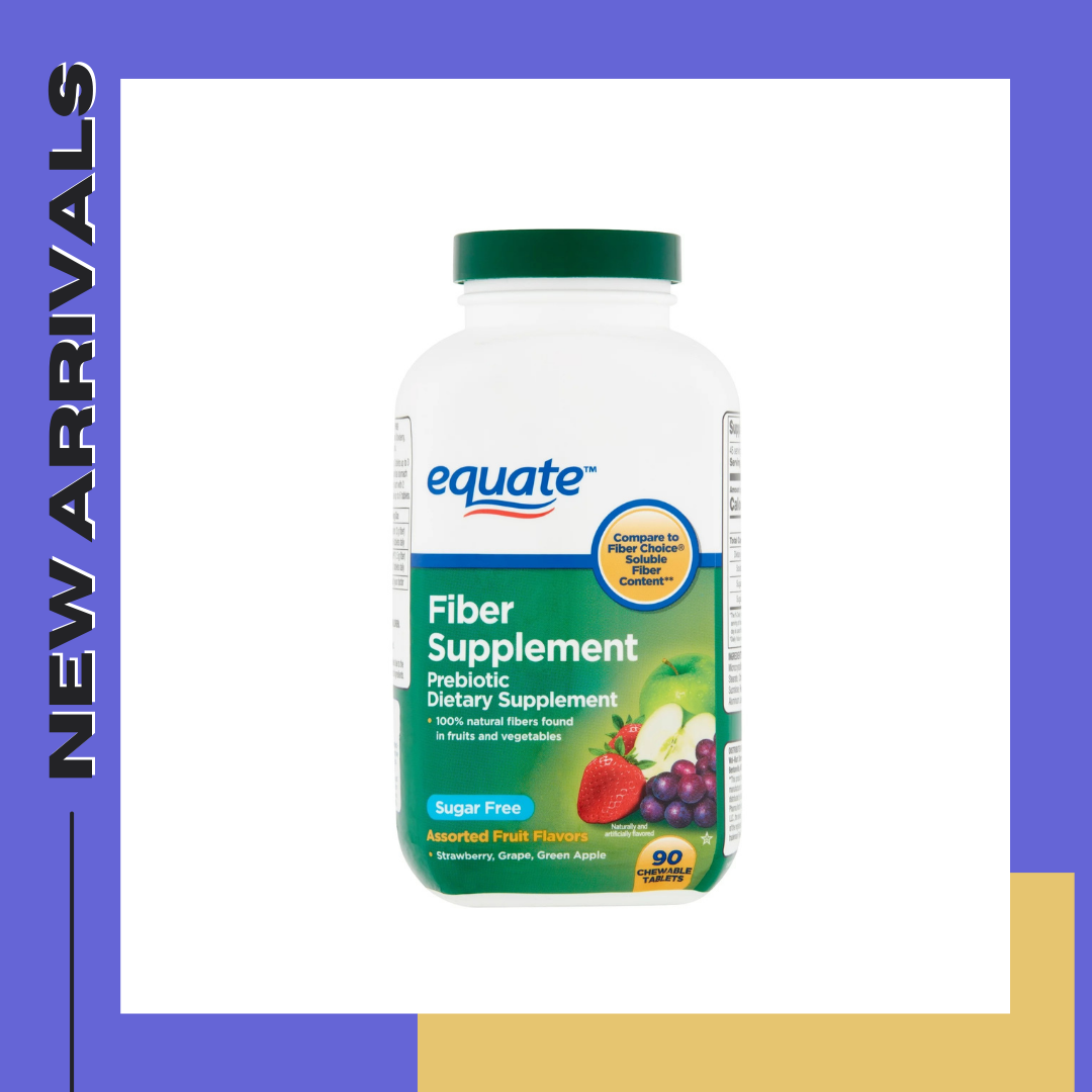 วิตามินไฟเบอร์ รสผลไม้ เม็ดเคี้ยว Equate Fiber Supplement, Fruit Flavors, Chewable Tablets, over the Counter, 90 Count