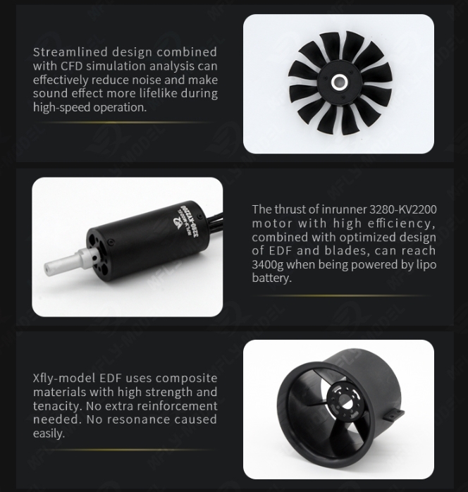 XFly Galaxy 80mm 12-Bladed 6S EDF System with 3280-kv2200 Inrunner Brushless Motor