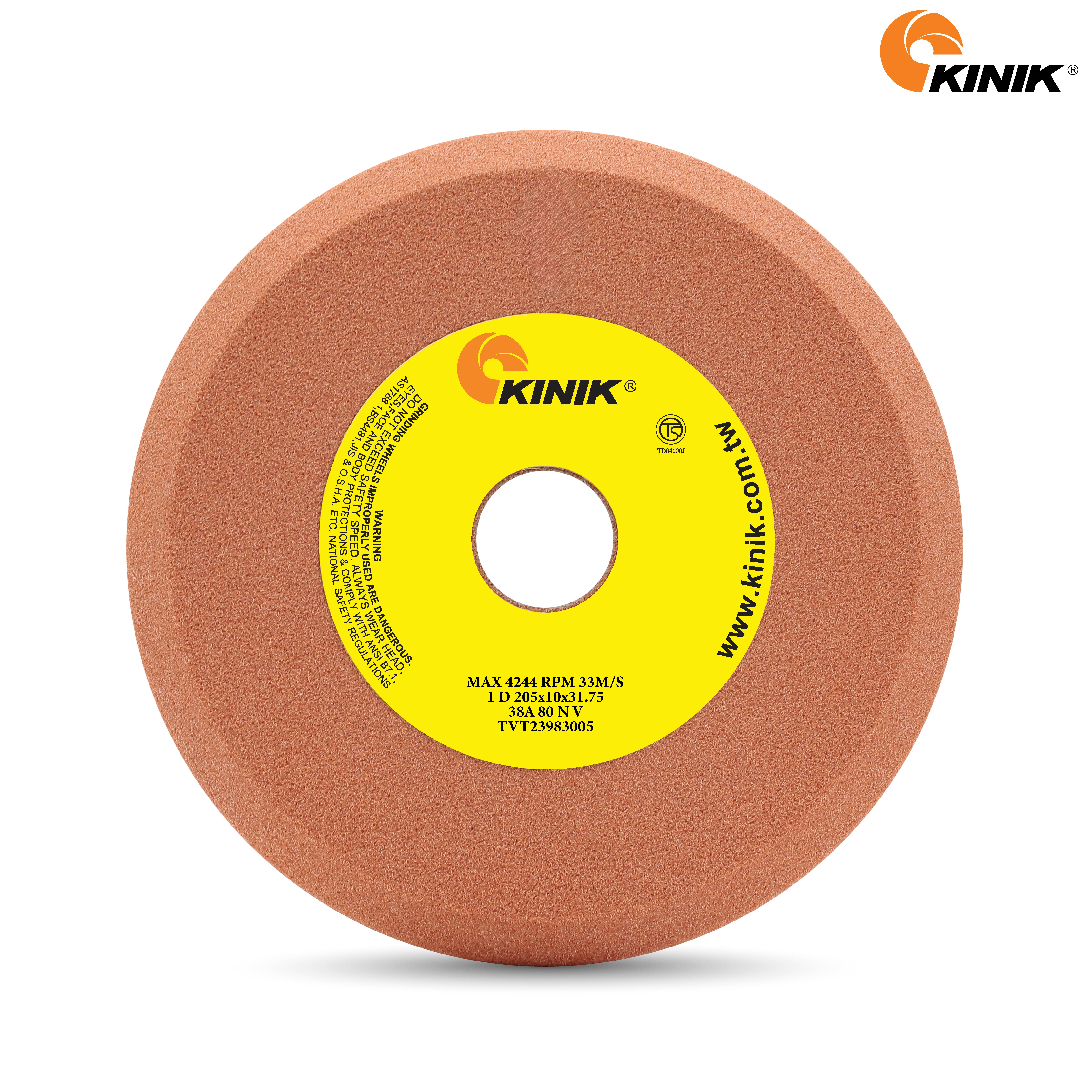หินเจียรใบเลื่อย KINIK 38A80NV1D 205x10x31.75 mm.
