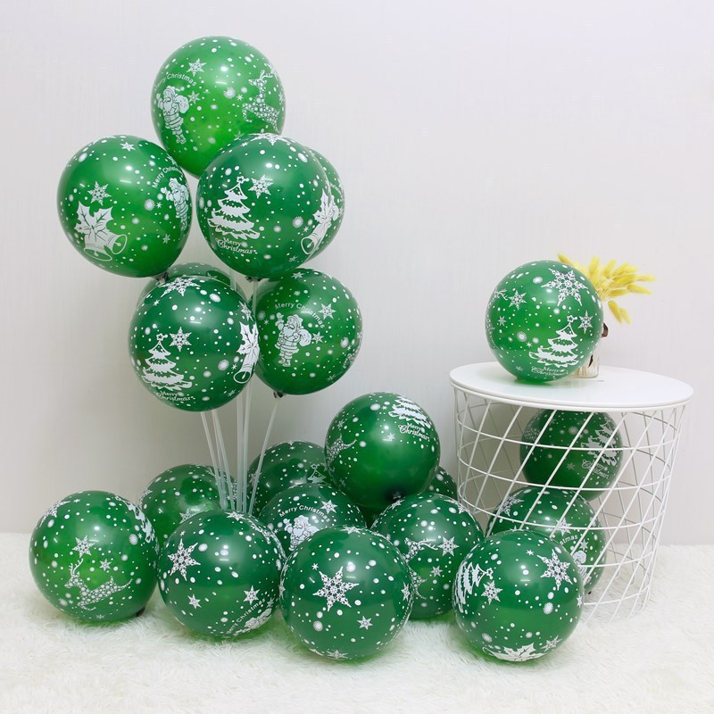 ลูกโป่ง ป้าย คริสต์มาส พิมพ์ลายซานตาคลอส เกล็ดหิมะ อุปกรณ์ปาร์ตี้ปีใหม่ ธีมคริสต์มาส