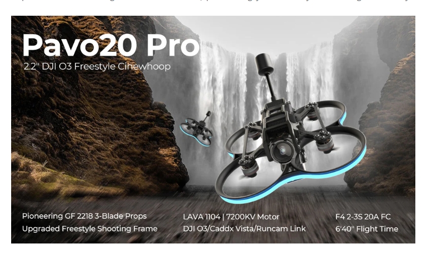 Pavo20 Pro Brushless Whoop Quadcopter รุ่นใหม่ มาแบบไม่มีกล้อง รองรับกล้องดิจิตอล O3 , Vista , และอื่นๆ