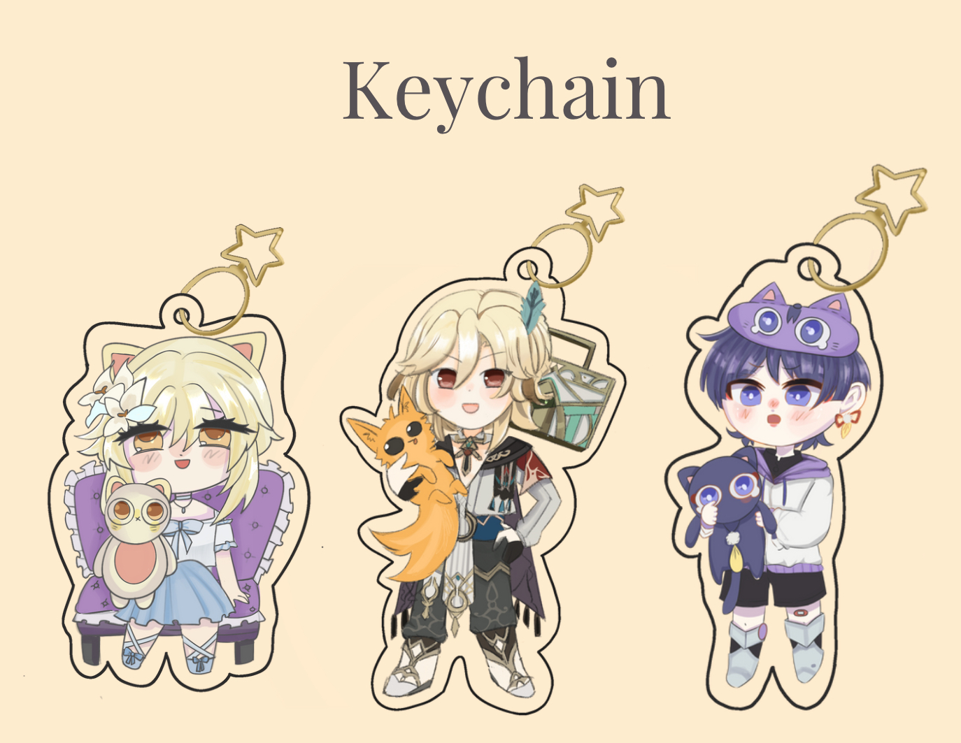 Acrylic keychains Genshin impact (Kaveh,Wanderer,Lumine)