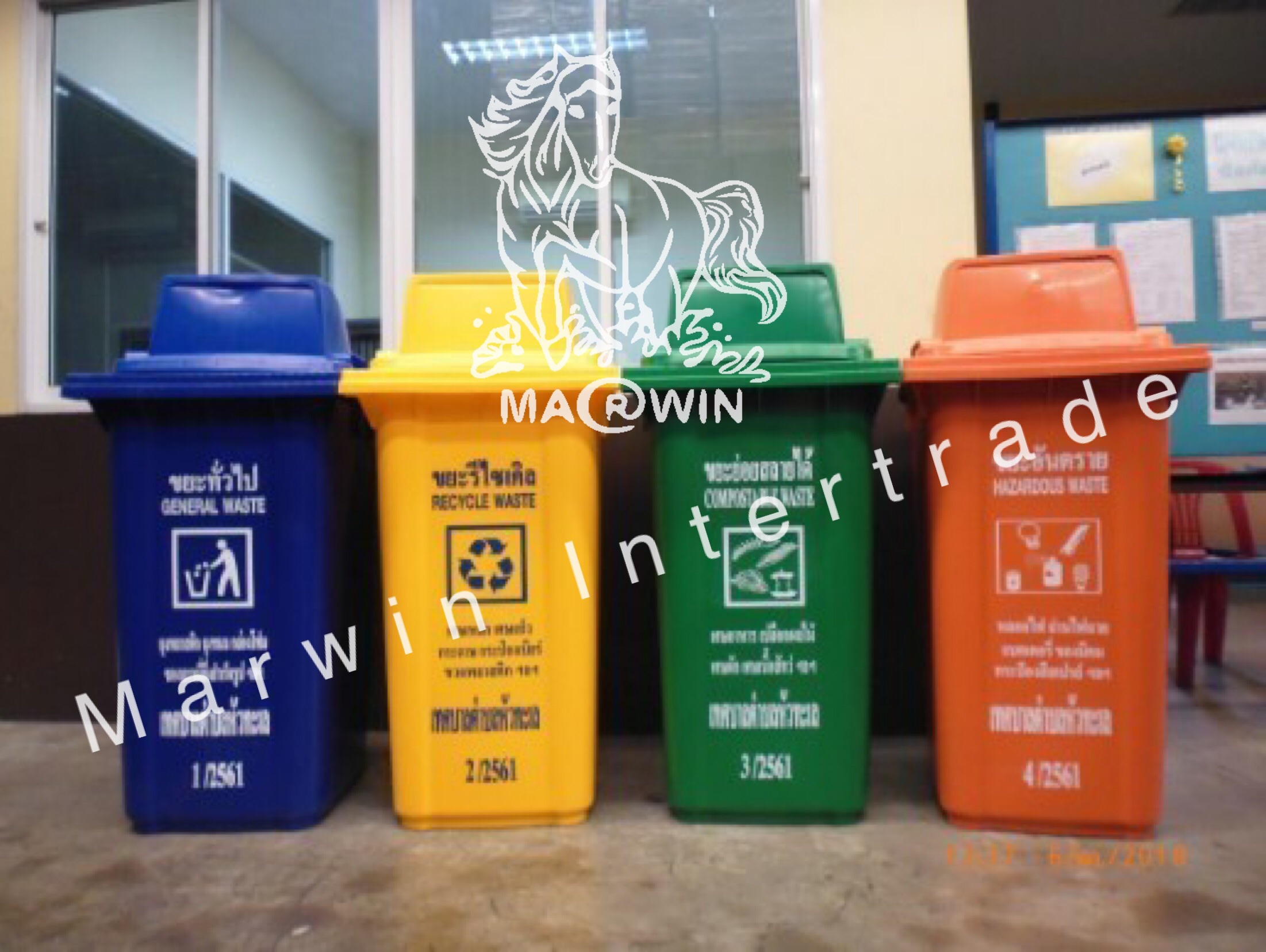 ถังขยะพลาสติก มีล้อเลื่อน ฝา1ช่องทิ้ง ขนาด 120 ลิตร