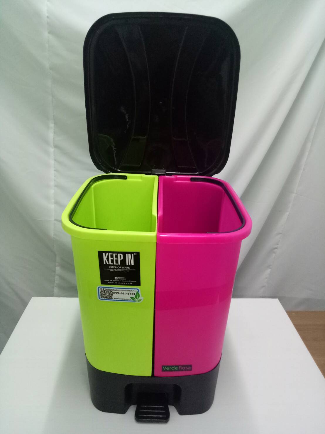 ถังขยะทรงเหลี่ยม เท้าเหยียบ 2 ช่อง 34 ลิตร