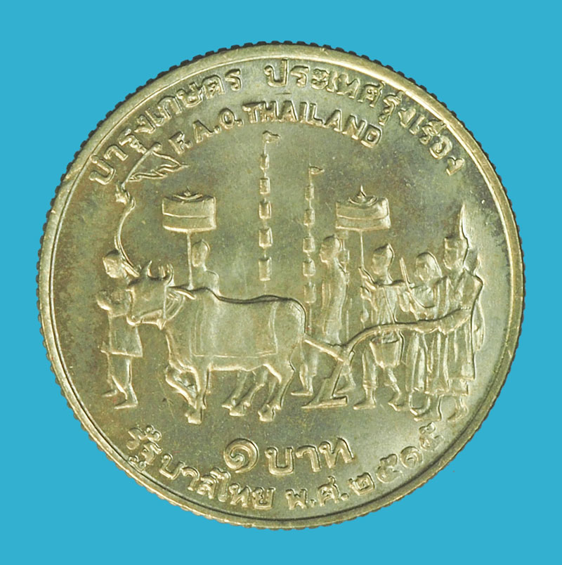 A5202 เหรียญแรกนาขวัญ ในหลวงรัชกาลที่ 9 ราคาหน้าเหรียญ 1 บาท 10.1