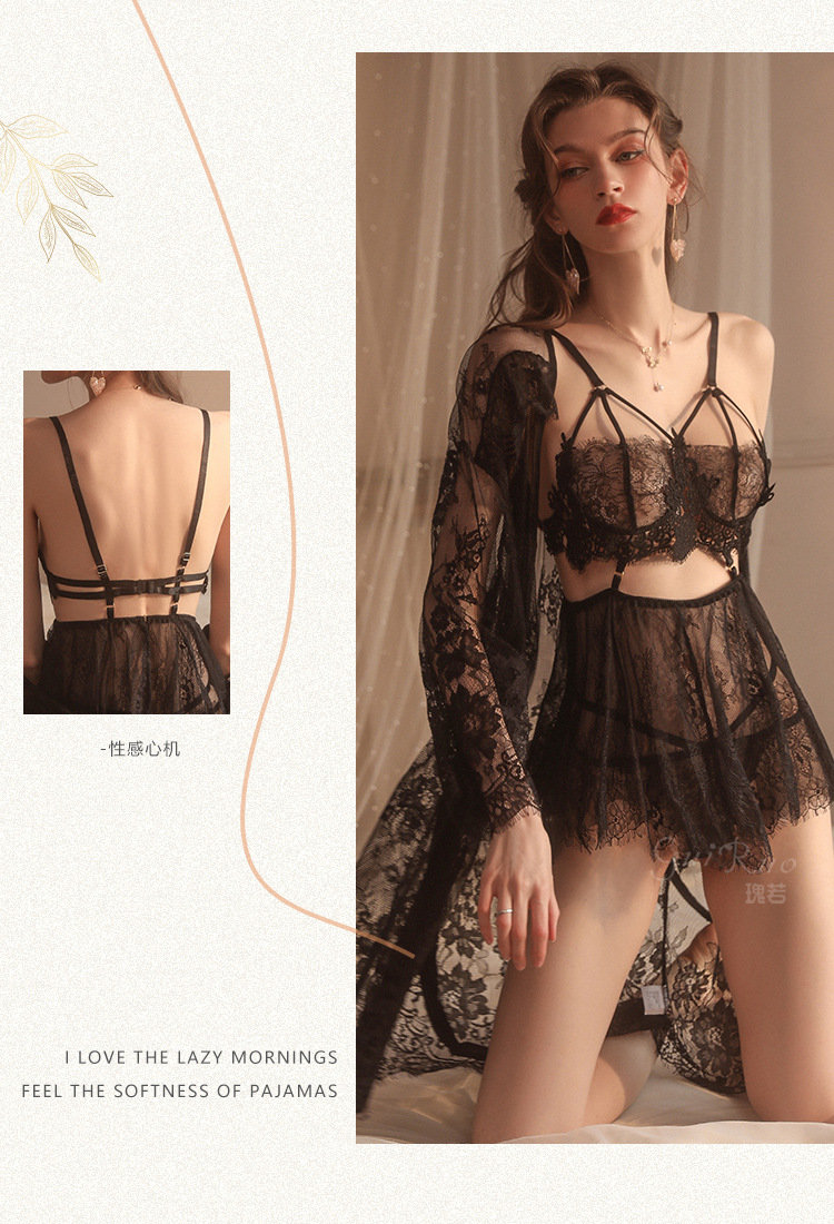 ชุดนอน ซีทรูลูกไม้ ชุดนอนเซ็กซี่ ชุดถ่ายแบบเซ็กซี่ รหัส X176-B