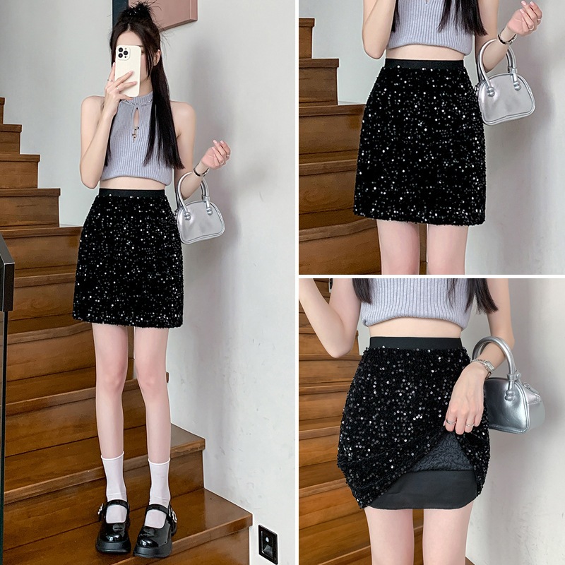 กระโปรงเลื่อม กระโปรงวิ้ง ทรงเอ รหัส JB006