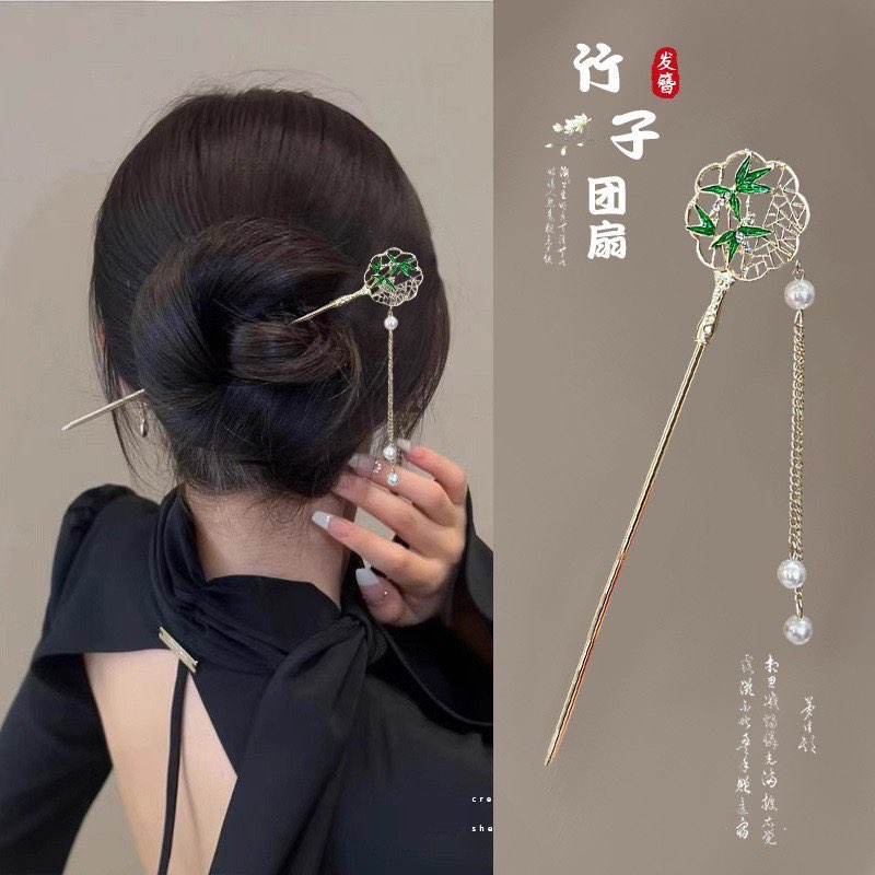 ปิ่นปักผม ด้ามทอง ประดับพู่ สไตล์จีนโบราณ เครื่องประดับ