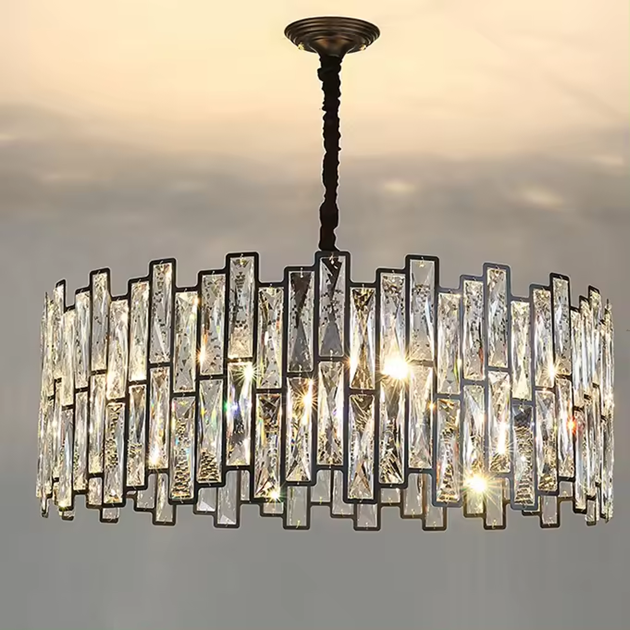 โคมไฟระย้า คริสตัล Chandelier crystal Steel + Crystal LED E14