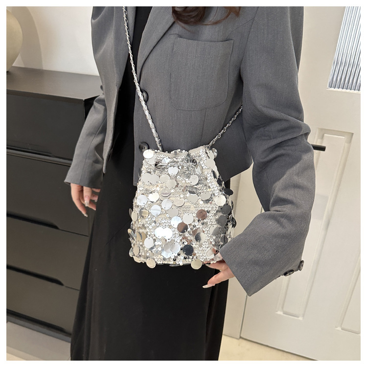 กระเป๋าวิ๊ง กระเป๋าเลื่อม สีเงิน รหัส Bag6722