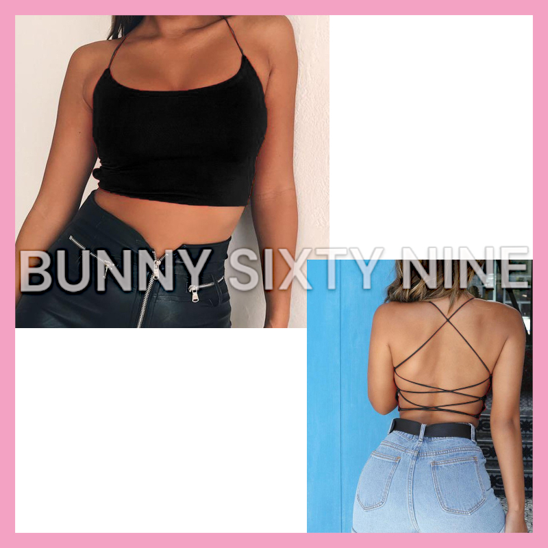 เสื้อครอป สายเดี่ยวถักหลัง รหัส CN198