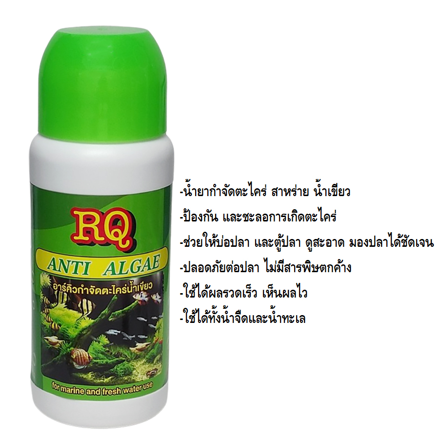 RQ Anti Algae (น้ำยากำจัดตะไคร่ น้ำขียว สาหร่าย ตะไคร่ ในบ่อปลา และตู้ปลา)