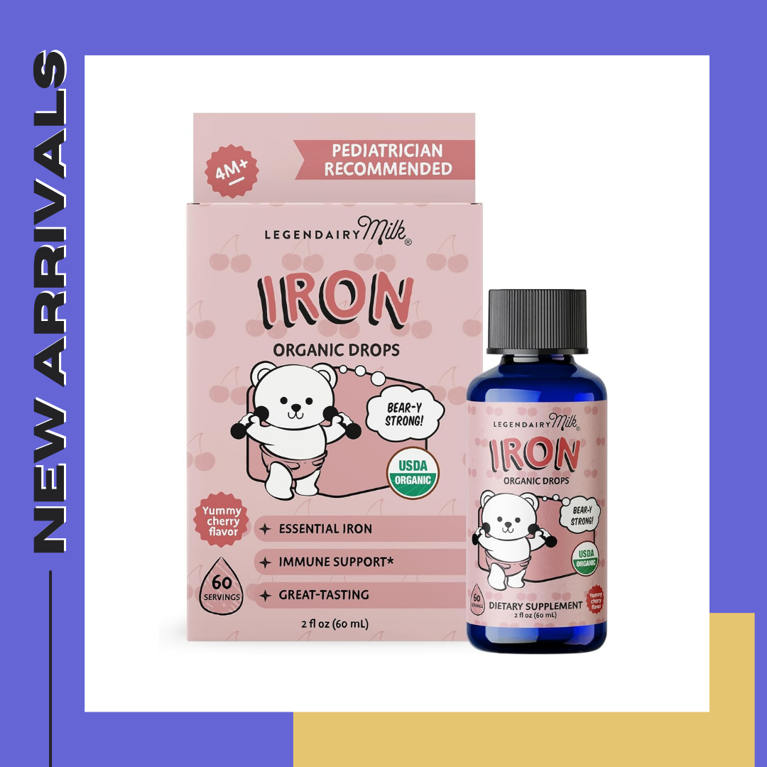 Legendairy Milk Organic Liquid Iron Supplements for Kids - Sugar Free Liquid Iron for Kids - for Ages 4 Months to 3 Years - Cherry Flavor, 60 Servings บำรุงเลือด เสริมธาตุเหล็ก สำหรับเด็ก