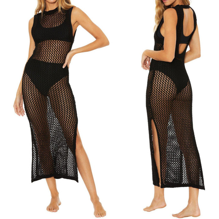 ชุดเดรสผ้าถัก คลุมบิกินี่ เซ็กซี่ ซีทรู พร้อมส่งในไทย