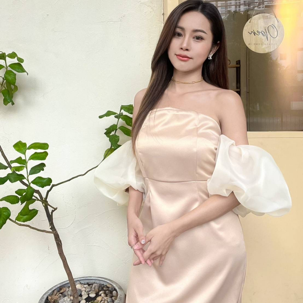 ชุดเดรส แขนพอง ใส่ออกงาน งานเเต่ง งานเลี้ยง เรียบหรู มีสไตล์👗