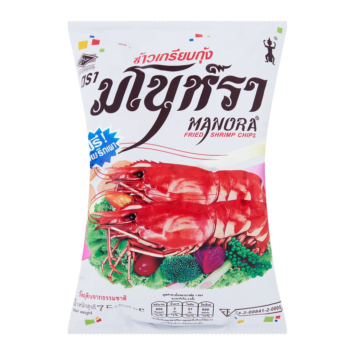 8850155011060 มโนห์รา ข้าวเกรียบกุ้งทอดกรอบ 75 ก.