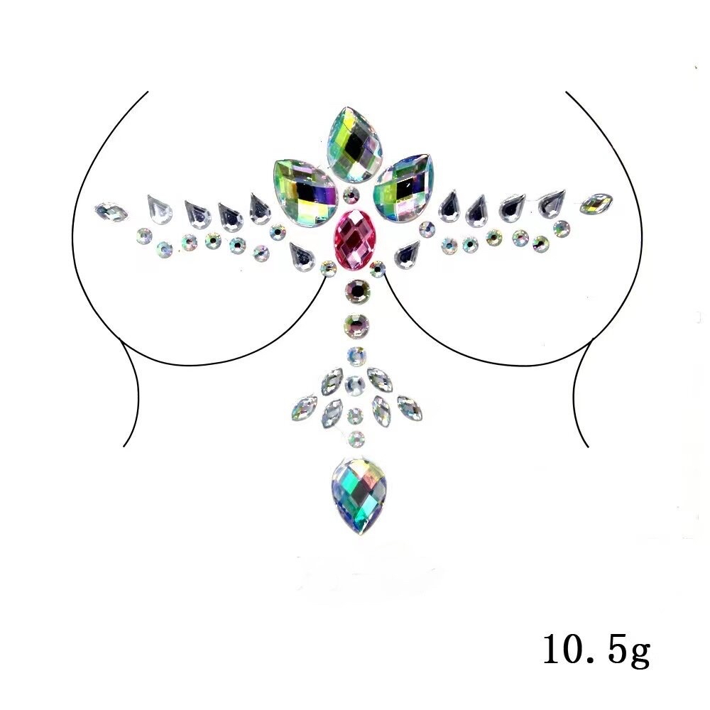 เพชรตกแต่งหน้าอก เพชรพลอย สติ๊กเกอร์ ติดงานปาร์ตี้ / ตกแต่งผม / Music Festival Party / EDM